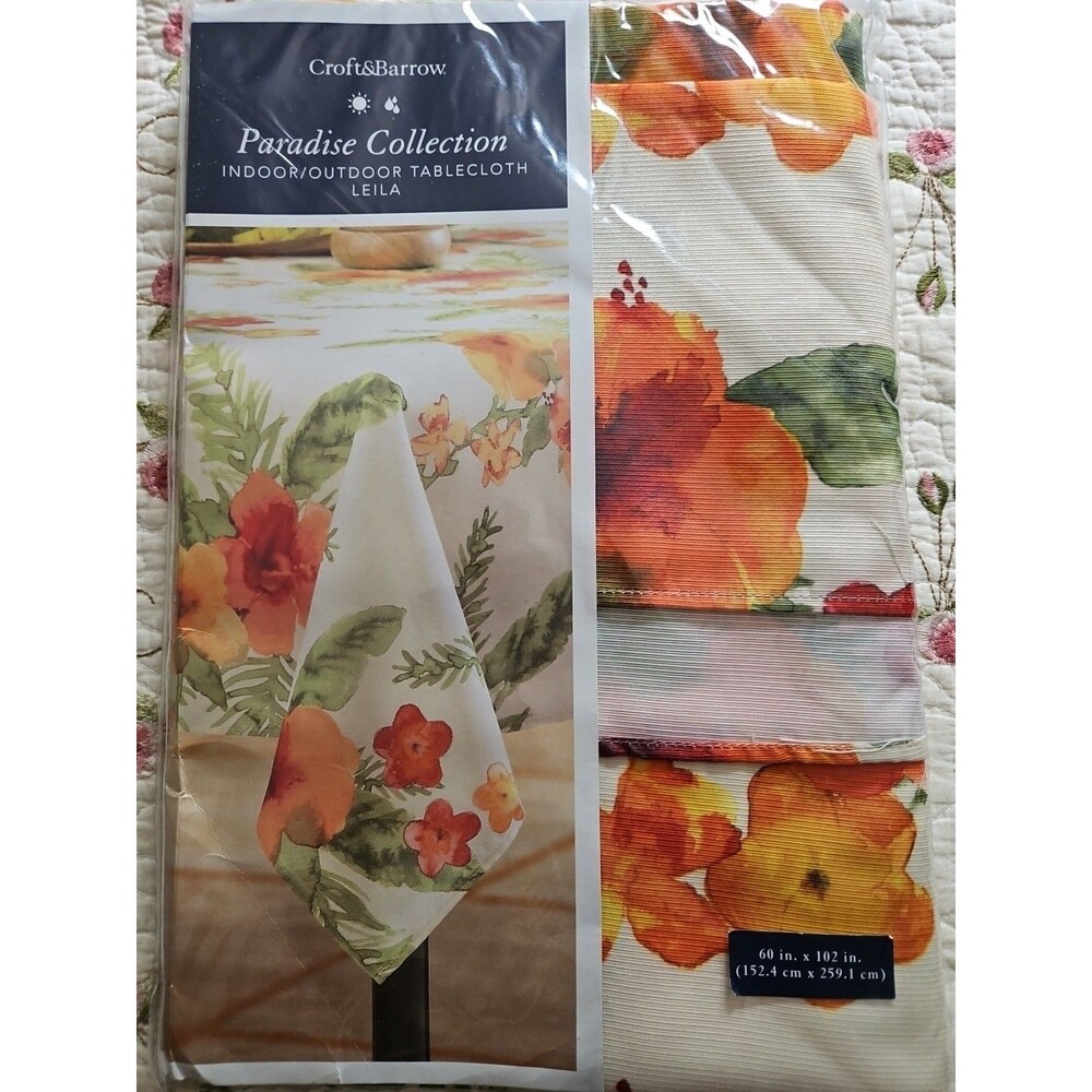 NEW Croft & Barrow PARADISE Collection Leila Oblong 60x102" Tablecloth